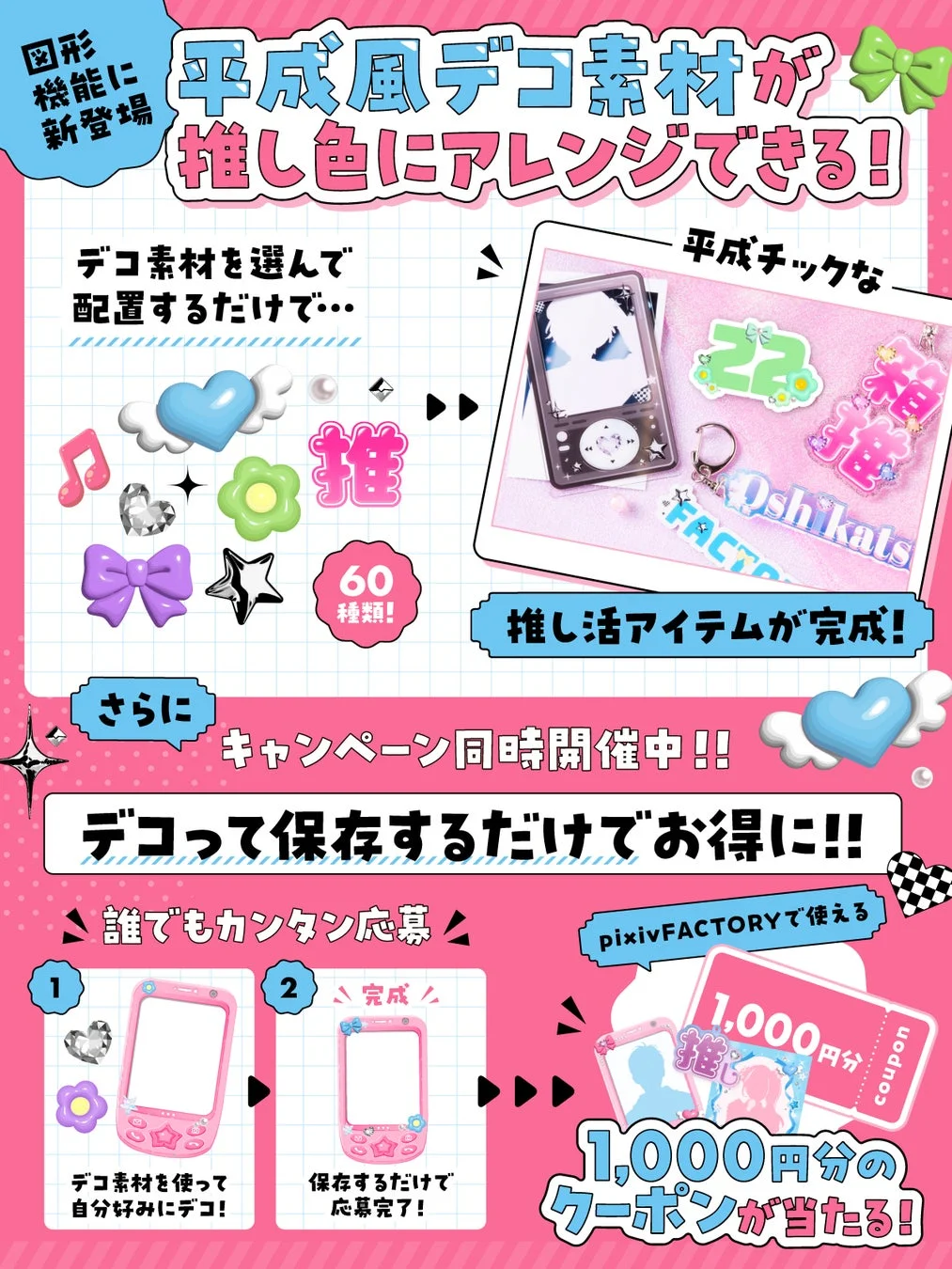 pixivFACTORYと平成風デコ素材の紹介