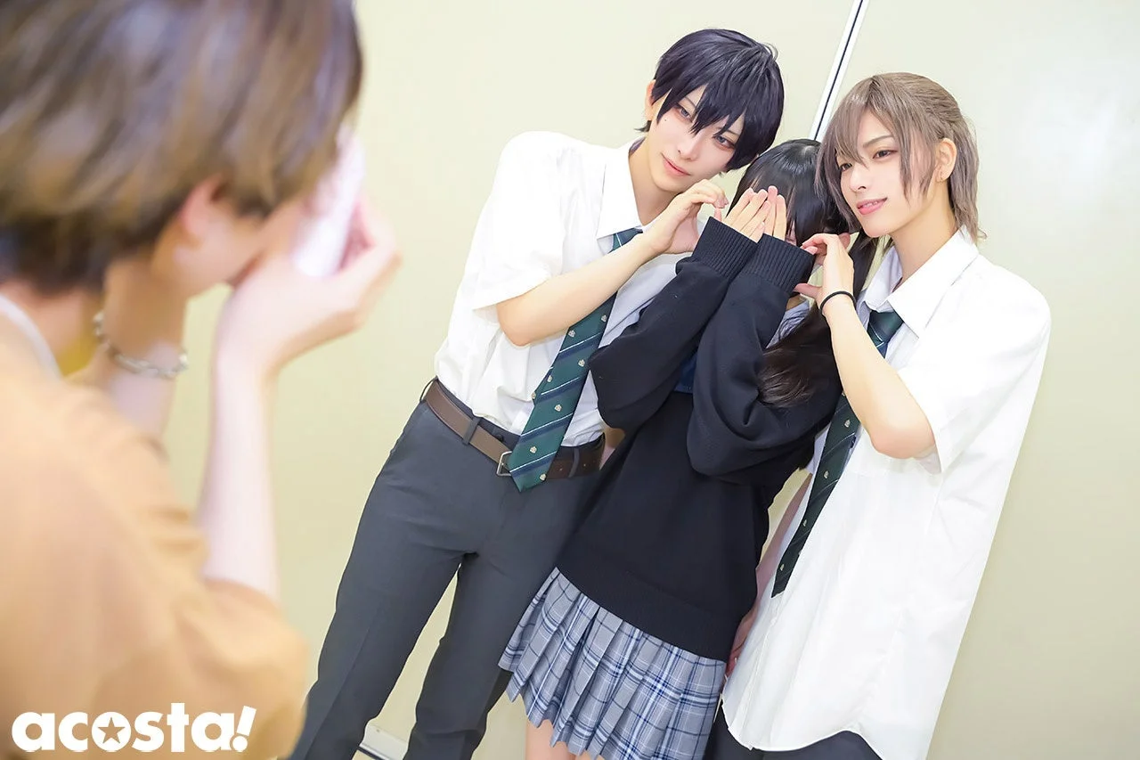 学生服コスプレの撮影風景