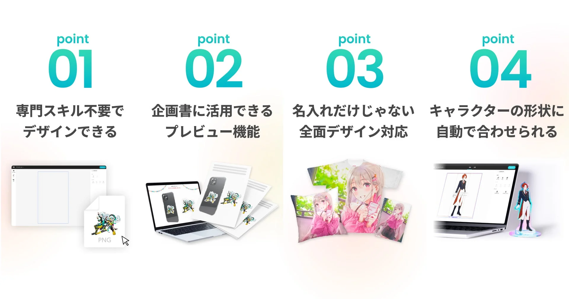デザインサービスの4つの特徴を説明