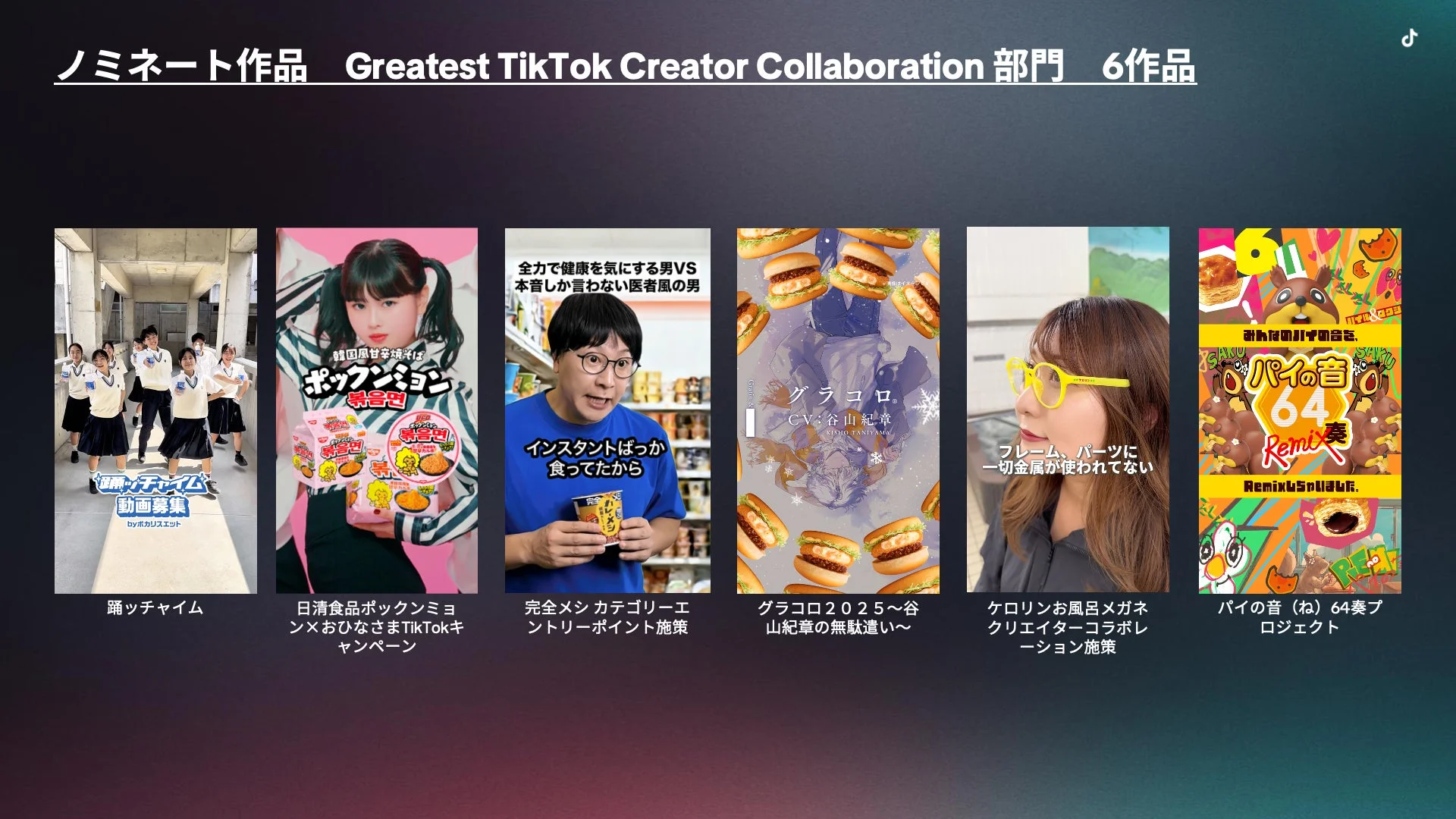 Greatest TikTok Creator Collaboration 部門 ノミネート作品